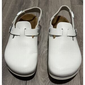 Birkenstock White Leather Clogs